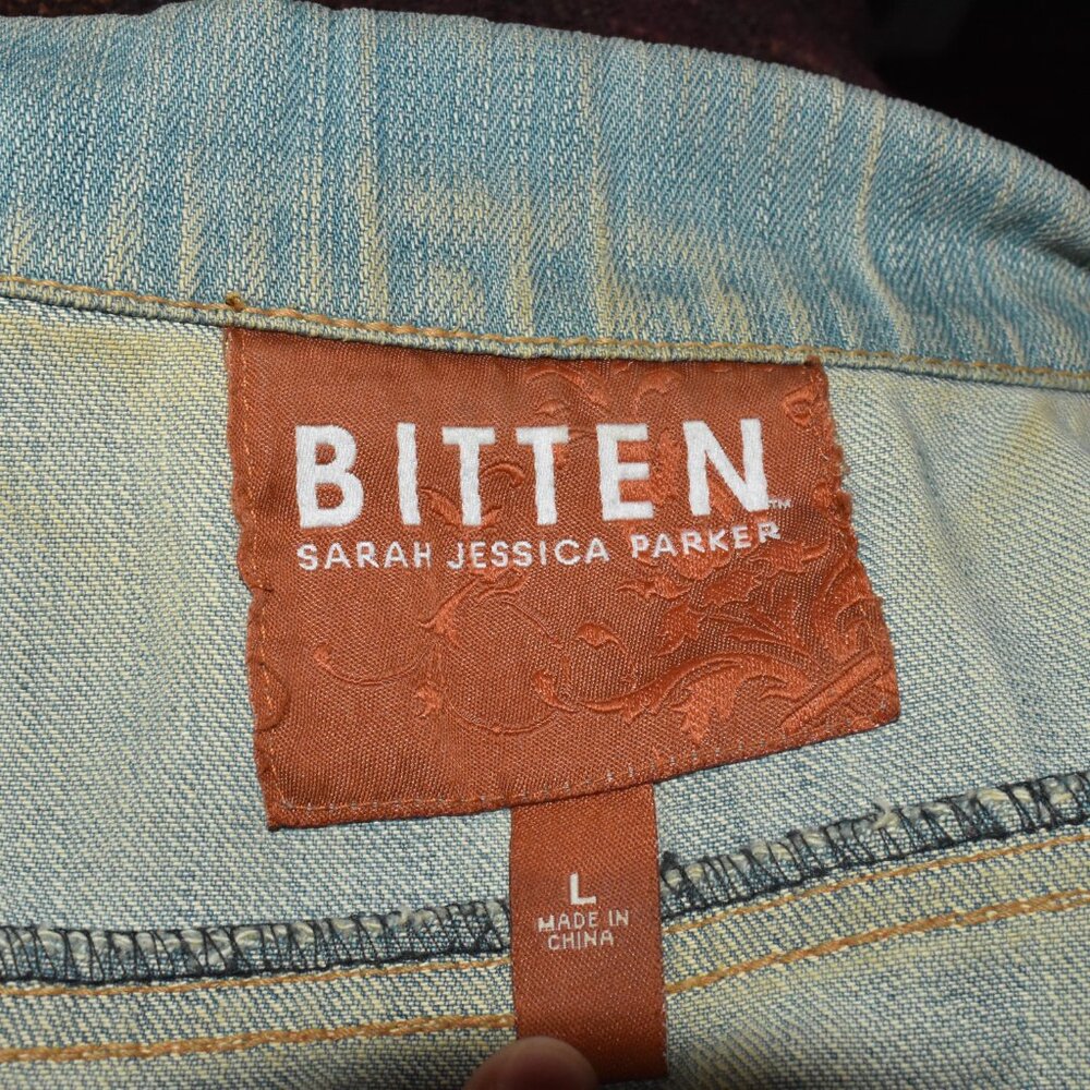 Bitten Sarah Jessica Parker Blue Jean Jacket Size L - Picture 4 of 4